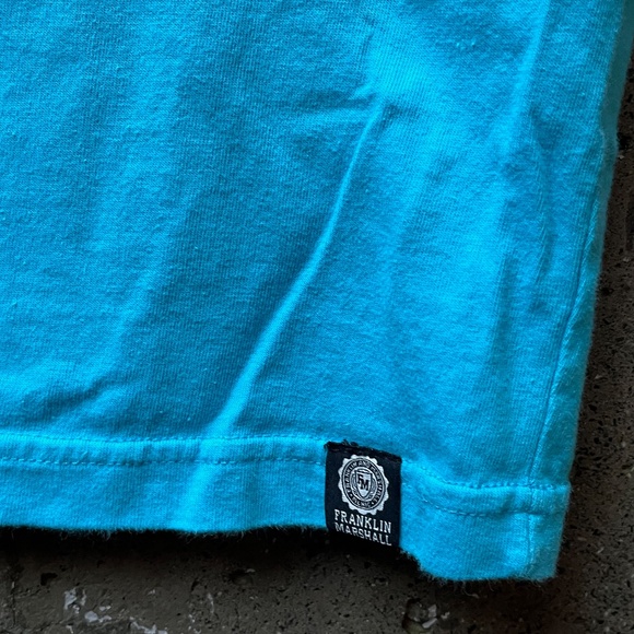 Franklin & Marshall Old School Graphic Tee Shirt, Turquoise, Made in Italy, S - Picture 6 of 11